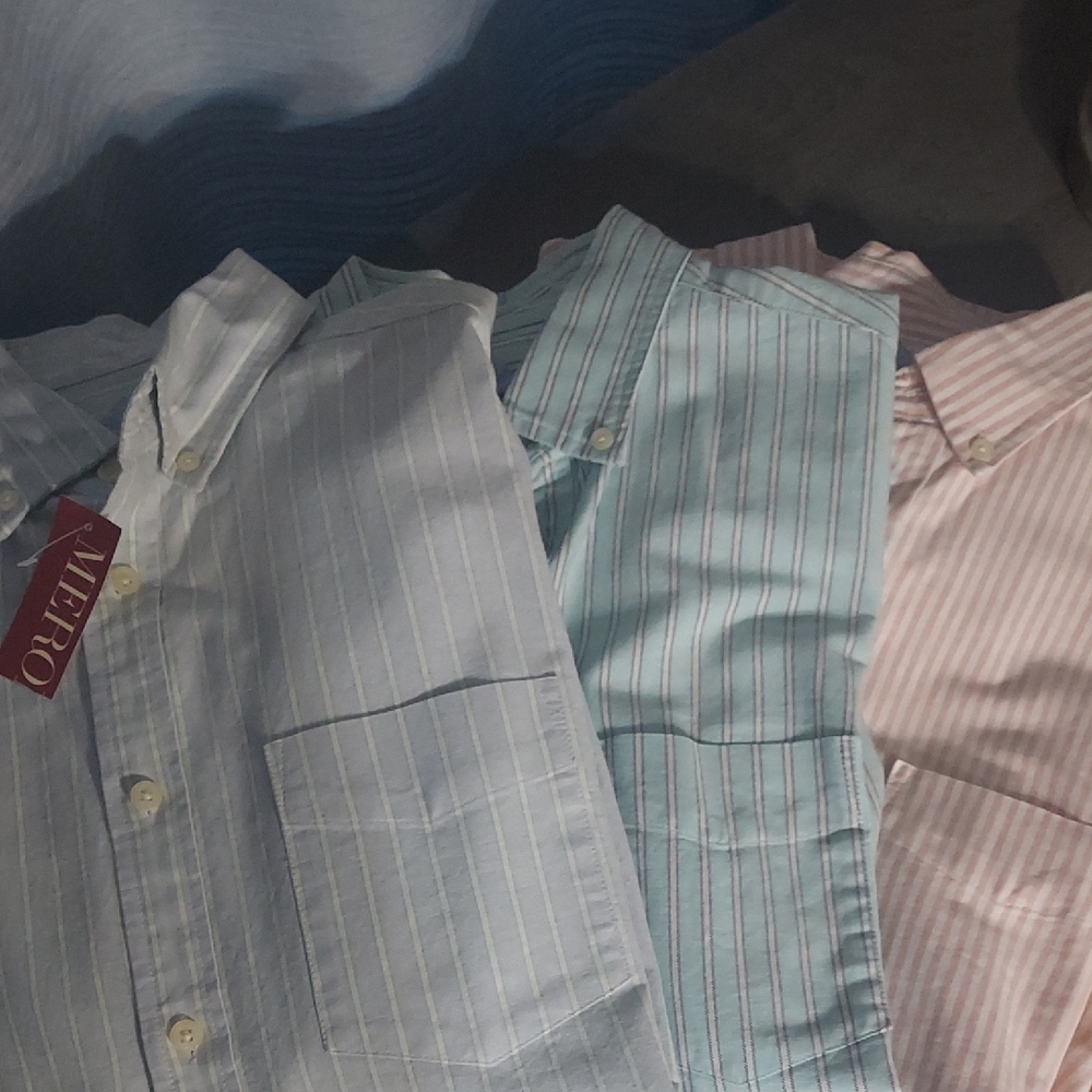 3 Merona Men's Casual Button Down Shirts - Blue, Green, Pink